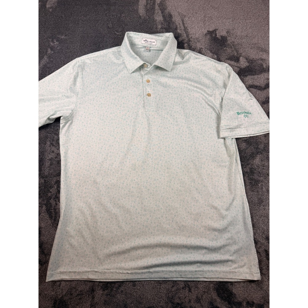 Peter Millar Summer Comfort Polo Shirt Mens Large Green Sports Print Brookside